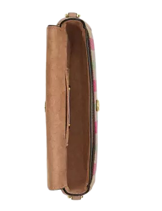 Coach Hailey Flap Bag With Plaid Print Pink