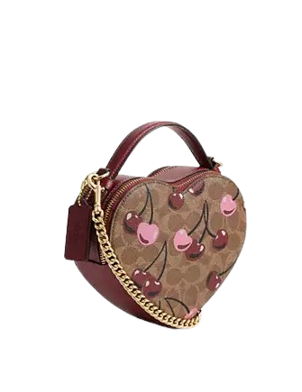 Coach Heart Crossbody Bag In Signature Canvas With Cherry Print Coach Heart Crossbody Bag In Signature Canvas With Cherry Print