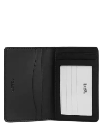 Coach Id Wallet In Signature Canvas Charcoal Black