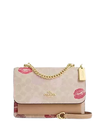 Coach Klare Crossbody Bag In Signature Canvas With Lips Print Brixton Baker