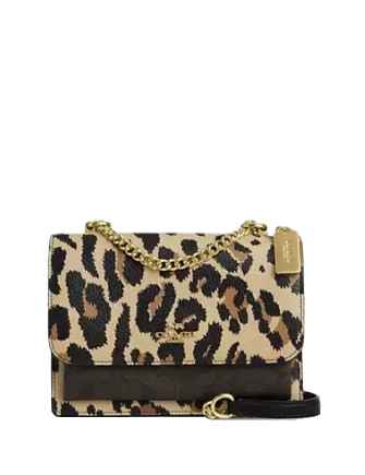 Coach Klare Crossbody Bag With Leopard Print And Signature Canvas Walnut