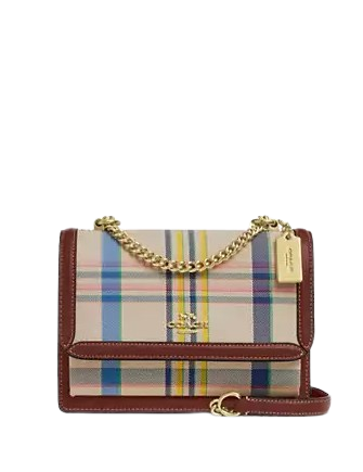 Coach Klare Crossbody Bag With Plaid Print  Dark Natural