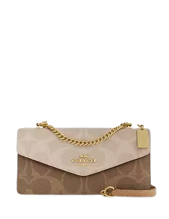 Coach Klare Envelope Crossbody Bag In Blocked Signature Canvas Sand Tan