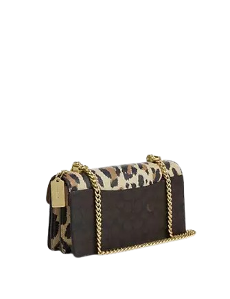 Coach Klare Envelope Crossbody Bag In Signature Canvas With Leopard Print Walnut