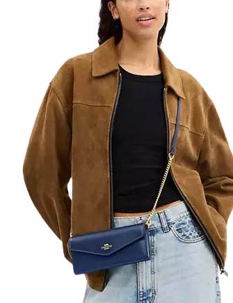 Coach Klare Wallet With Chain Deep Blue