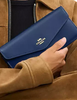 Coach Klare Wallet With Chain Deep Blue