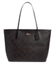 Coach Large City Tote Bag In Maxi Signature Canvas Walnut Black