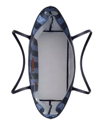 Coach Large City Tote Bag In Signature Canvas With Stripe Denim Midnight Navy