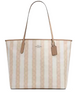 Coach Large City Tote Bag In Signature Canvas With Stripe Sand Tan