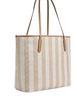 Coach Large City Tote Bag In Signature Canvas With Stripe Sand Tan