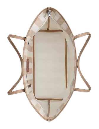 Coach Large City Tote Bag In Signature Canvas With Stripe Sand Tan