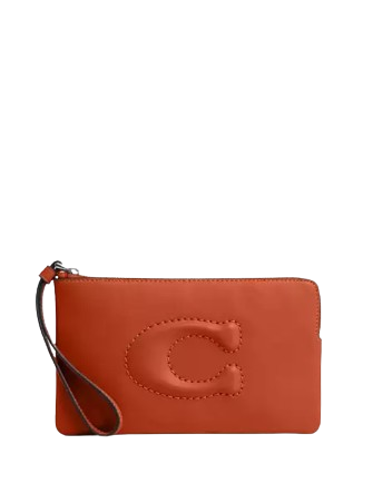 Coach Large Corner Zip Wristlet Dark Orange
