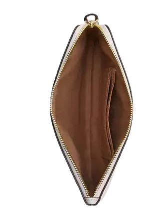 Coach Large Corner Zip Wristlet In Signature Canvas White Chalk