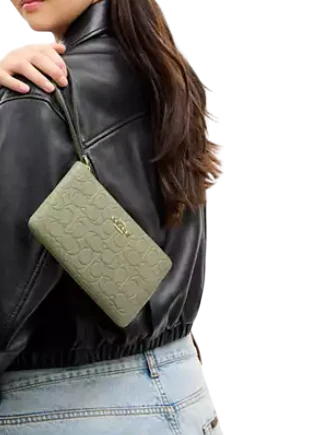 Coach Large Corner Zip Wristlet In Signature Leather | Brixton Baker Coach Large Corner Zip Wristlet In Signature Leather | Brixton Baker