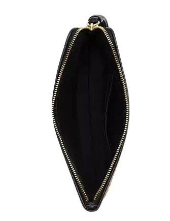 Coach Large Corner Zip Wristlet Toast Black