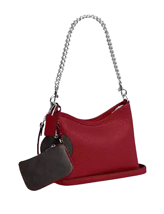 Coach Laurel Small Shoulder Bag With Mirror Charm And Pouch Dark Cardinal Walnut