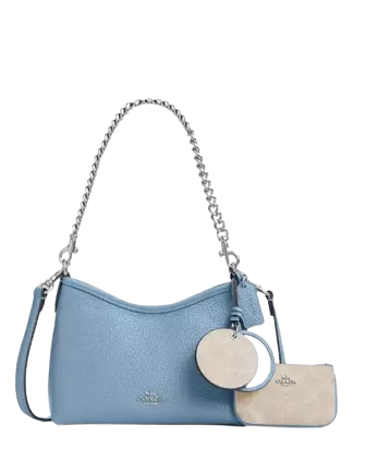 Coach Laurel Small Shoulder Bag With Mirror Charm And Pouch Pool Sand
