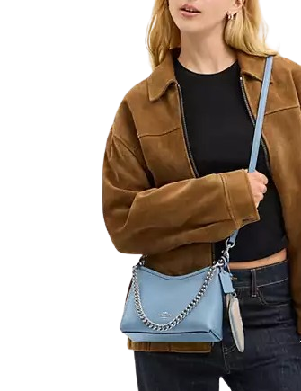 Coach Laurel Small Shoulder Bag With Mirror Charm And Pouch Pool Sand