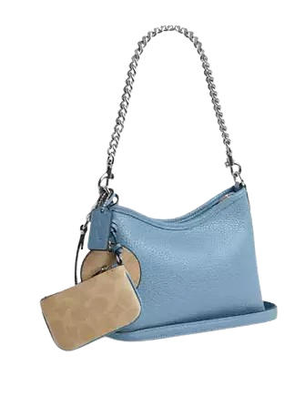 Coach Laurel Small Shoulder Bag With Mirror Charm And Pouch Pool Sand