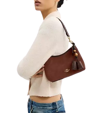 Coach Laurel Small Shoulder Bag With Tassels Vintage Brown Maple