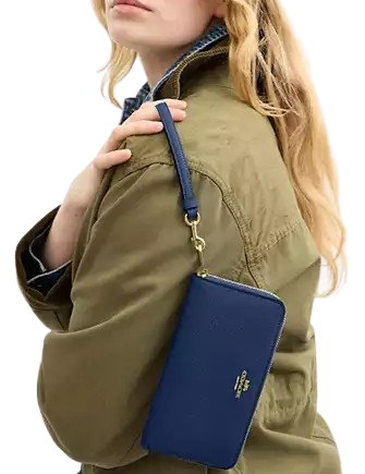 Coach Long Zip Around Wallet Deep Blue