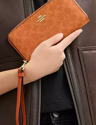 Coach Long Zip Around Wallet In Signature Canvas Bright Canyon