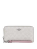 Coach Long Zip Around Wallet In Signature Canvas Chalk Carnation
