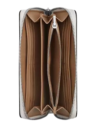 Coach Long Zip Around Wallet In Signature Canvas Chalk Carnation