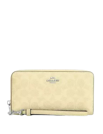 Coach Long Zip Around Wallet In Signature Canvas Hay