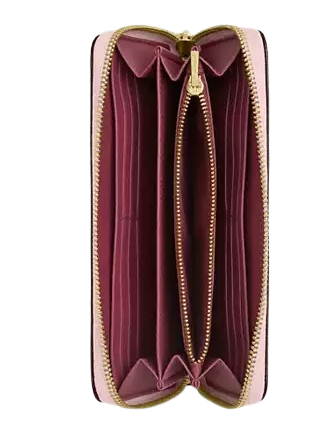 Coach Long Zip Around Wallet In Signature Canvas Powder Pink