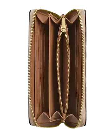 Coach Long Zip Around Wallet In Signature Canvas With Floral Print Sand