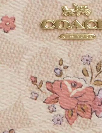 Coach Long Zip Around Wallet In Signature Canvas With Floral Print Sand