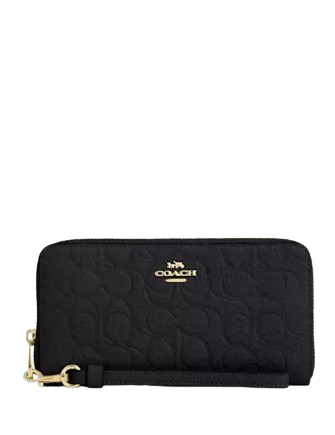 Coach Long Zip Around Wallet In Signature Leather Black