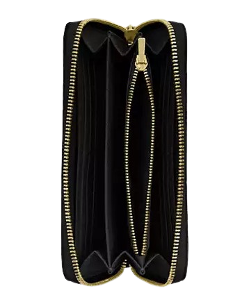 Coach Long Zip Around Wallet In Signature Leather Black