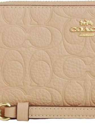 Coach Long Zip Around Wallet In Signature Leather Oat