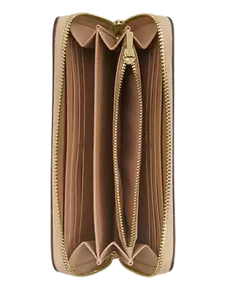 Coach Long Zip Around Wallet In Signature Leather Oat
