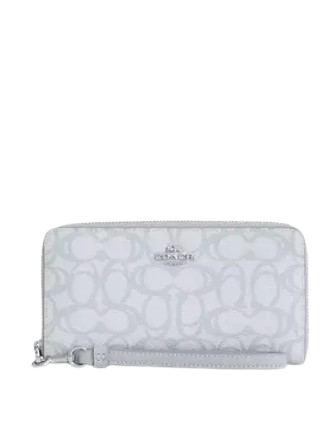 Coach Long Zip Around Wallet In Sketch Signature Canvas Ice Blue