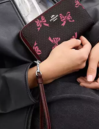 Coach Long Zip Around Wallet With Bow Print Brixton Baker