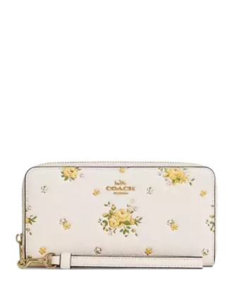 Coach Long Zip Around Wallet With Floral Print Challk