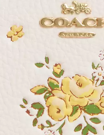 Coach Long Zip Around Wallet With Floral Print Challk