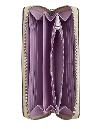 Coach Long Zip Around Wallet With Floral Print Purple