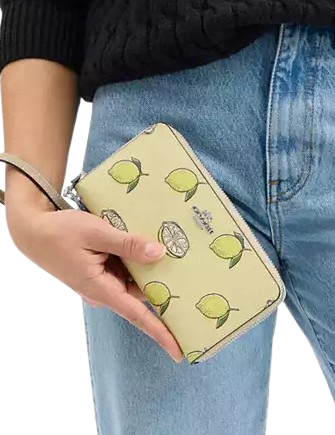 Coach Long Zip Around Wallet With Lemon Print Garden Glade