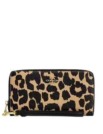 Coach Long Zip Around Wallet With Leopard Print