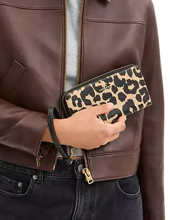 Coach Long Zip Around Wallet With Leopard Print