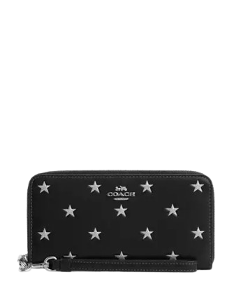 Coach Long Zip Around Wallet With Star Print Black