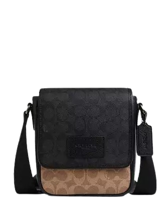Coach Lucas Crossbody Bag In Blocked Signature Canvas Charcoal Black