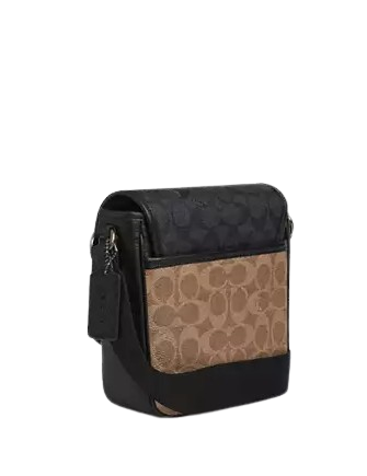 Coach Lucas Crossbody Bag In Blocked Signature Canvas Charcoal Black