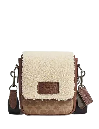 Coach Lucas Crossbody Bag In Signature Canvas Tan Natural Vintage Brown