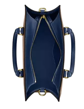 Coach Maggie Small Tote Bag In Signature Canvas Tan Deep Blue