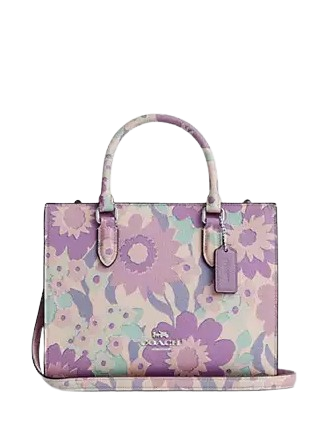 Coach Maggie Small Tote Bag With Floral Print Ivory